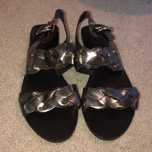 Theory Metallic Leather Sandals